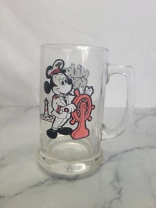 Vintage Mickey Mouse Glas Becher Mickey Mouse Club Klarglas Dampfschiff Willy - Bild 1 von 6