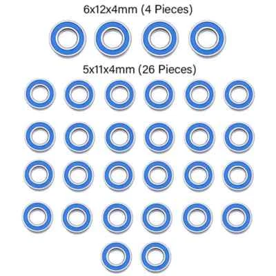 30pcs Metal Bearings Kit 6x12x4mm 5x11x4mm for 1/14 Tamiya RC Truck Semi Tipper - Image 1 of 4
