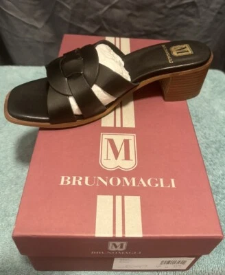 BRUNO MAGLI ARIA BLOCK HEEL SLIDE SANDALS:NIB Black Size 7  Retail: $325 - Image 1 of 4