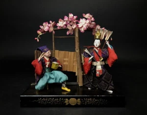 2 Antique NINGYO Japanese SAMURAI MUSHA Doll Young & Old Men - Picture 1 of 9