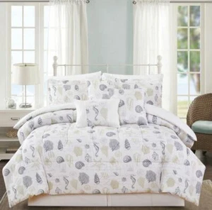 Nautical Ocean Seashells & Sealife 7 Piece Bed In Bag Comforter Set,Choice - NEW - Picture 1 of 2