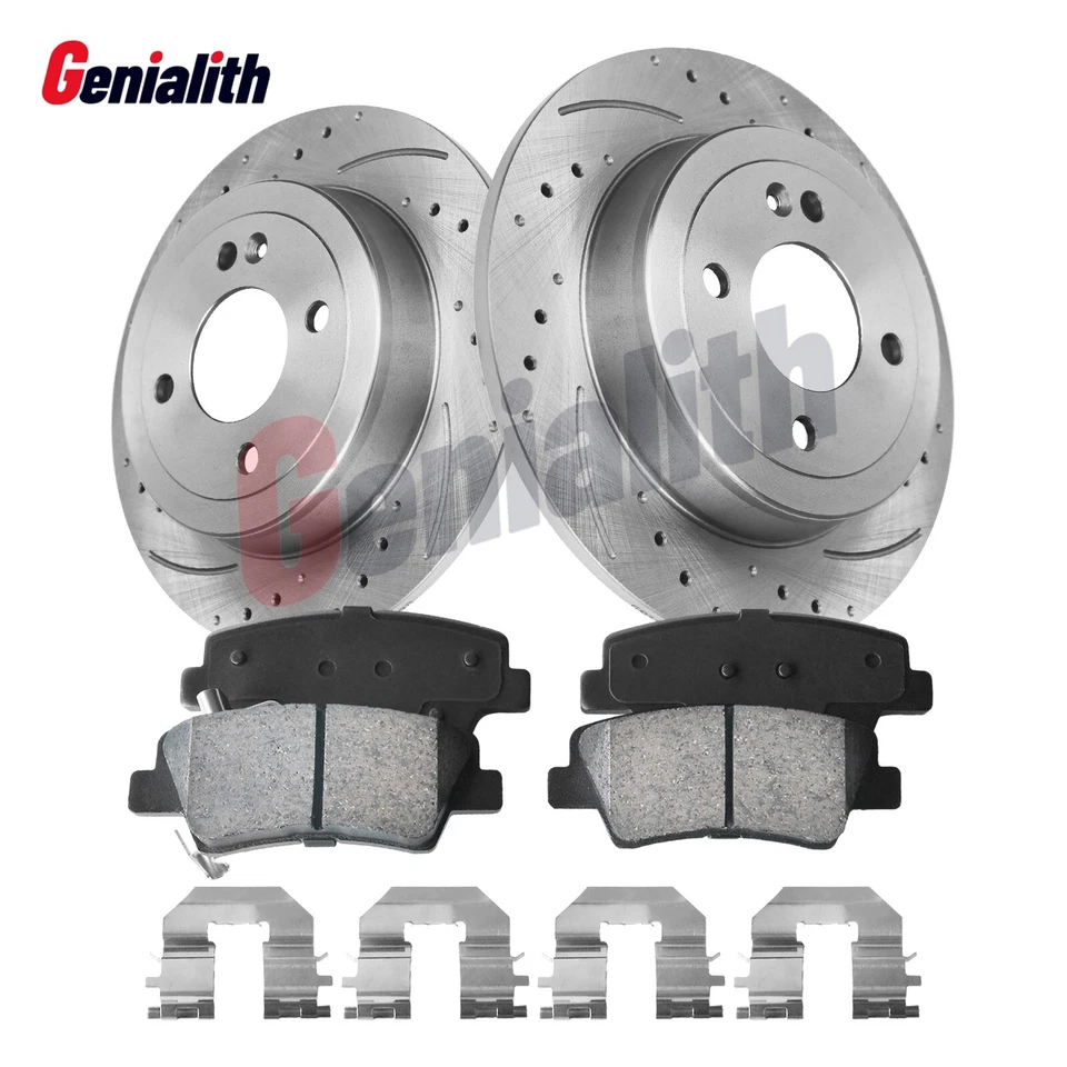Rear Disc Rotors Ceramic Brake Pads Kits for 2012 - 2017 Hyundai Accent Kia Rio Foto 1 de 4