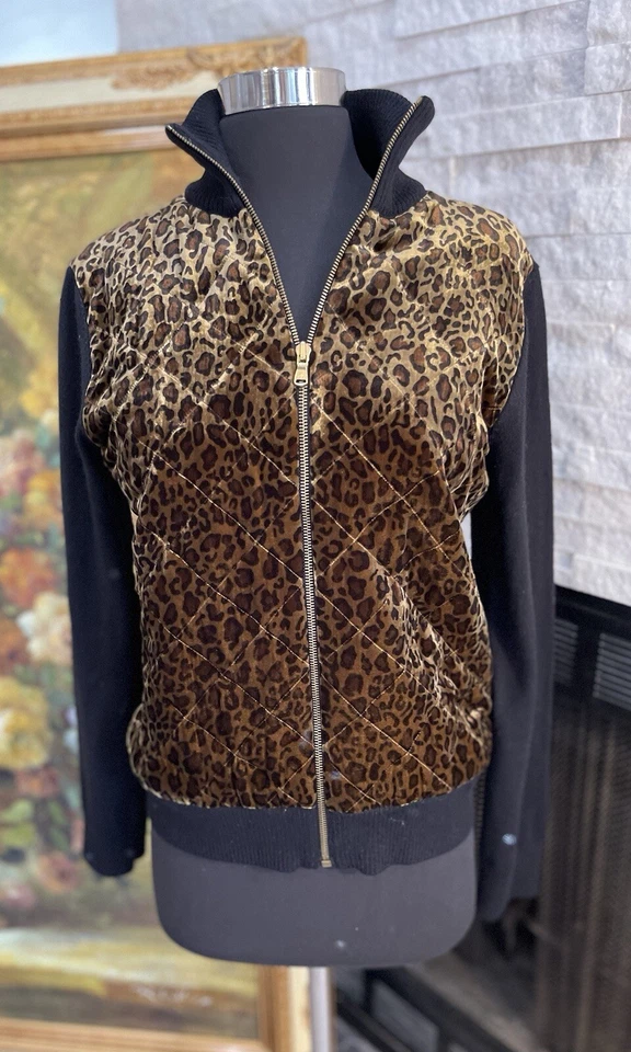Suéter Lauren Ralph Lauren Estampado Leopardo Mezcla de Lana de Seda Cremallera Talla Mediana Foto 1 de 4