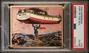 1940 SUPERMAN CARD #10 FURY OF THE SEA PSA 6 EX-MT GUM INC. RARE! ORIGINAL - Picture 1 of 2