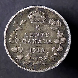 1910 PL - Hojas de acebo - Canadá 5 cinco centavos PLATA - COMBINAR para ahorrar - C5-188 - Imagen 1 de 3