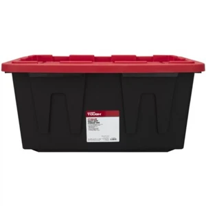 Hyper Tough 27 Gallon Snap Lid Plastic Storage Bin Container, Black with Red Lid - Picture 1 of 12