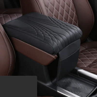 Fit For Auto SUV Black PU Leather Car Center Armrest Cushion Mat Pad Cover   - Image 1 of 4