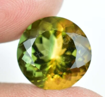 Natürlich Zweifarbig ( Gelb & Grün) Turmalin 7.95 CT Rund Zertifiziert Edelstein - Bild 1 von 4
