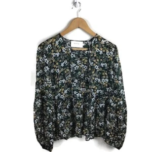 Munthe Top 36 blau grün weiß gelb Blumen Bluse Langarm Damen " - Bild 1 von 8