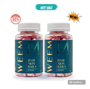 2 Pack WEEM Hair Skin and Nails Gummies, Cruelty-free 60 ct. Free Shipping - Picture 1 of 3