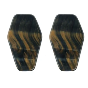 Pair of 1/2" 12MM Blue Tiger Coffin Stone Saddle Double Flare Ear Lobe Plug E591 - Picture 1 of 2