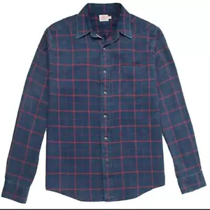 Faherty Ventura Hemd XL Indigo Blau Rot Fensterscheibe 100% Baumwolle Knopf Chambray - Bild 1 von 11