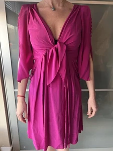 Fushsia Pink Silk Dress Size 10 - Picture 1 of 2