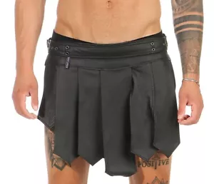 M Gladiator Rock Kilt In Vera Pelle 1 Cintura Fibbia B Legionario Burning Man - Foto 1 di 6