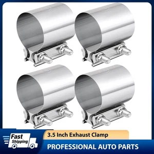 4Pcs 3.5 Inch Butt Joint Band Exhaust Clamp T304 Stainless Steel Sleeve Coupler - Picture 1 of 8