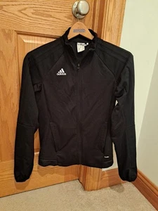 ADIDAS CLIMALITE 3 STRIPE FULL ZIP WOMENS SIZE XS LIGHT JACKET BLACK - Picture 1 of 9