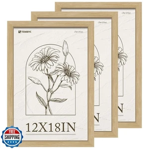 TENIBYC 12x18 Rahmen 3er Set, Natur Eichenholz Bilderrahmen 12x18 für Fotos - Bild 1 von 5