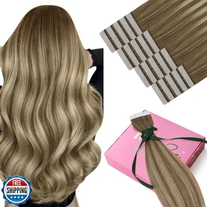 YoungSee Human Hair Tape in Extensions Balayage Brown Tape Hair Extensions Re - Picture 1 of 5