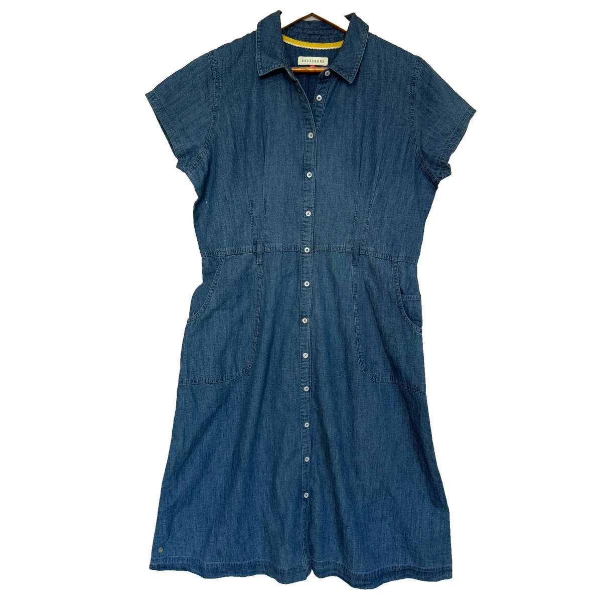 Women's Denim Shirt Dress 2025 | Short Sleeve Collared Button Front Jean Dress