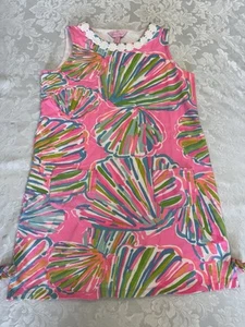 Lilly Pulitzer Girls XL Pink White Seashell Shift Dress Nautical Preppy Flaw - Picture 1 of 12