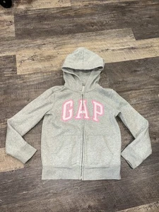 Gap Hoodie Girls Size 10 Gray Pink Sparkles - Picture 1 of 5