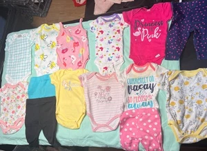 Lot Of Baby Girl’s onsies  & Pants Size 0-3 Months 14 piece  Lot - Picture 1 of 5