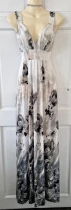 Pretty Stella grey floral pattern stretch maxi summer dress size XL 12-14 - Picture 1 of 4