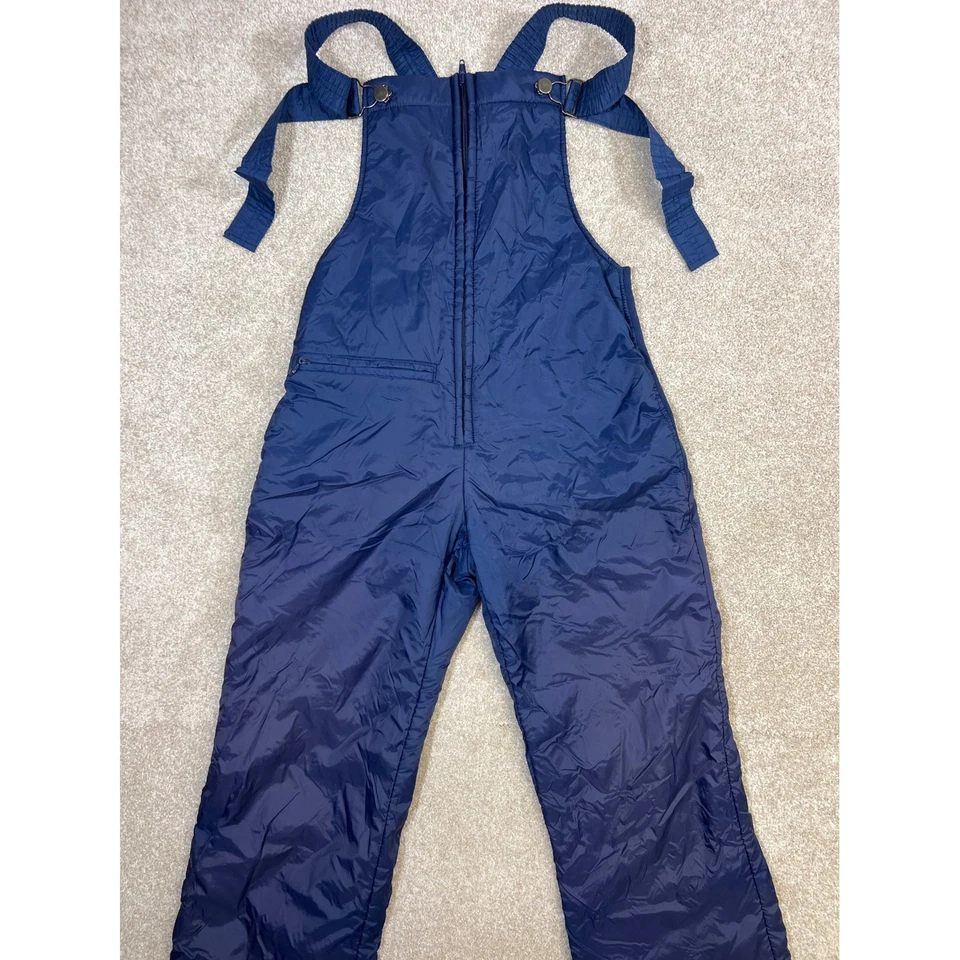 Vtg 70s Sears Navy Blue Puffer Ski Overalls Snow Bibs Size 14 Reg Made in Korea - Image 1 of 4