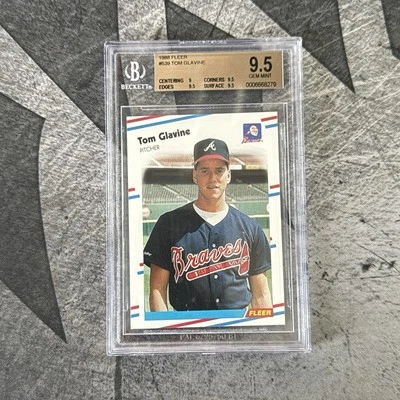 Fleer #539 1988 Tom Glavine Hof novato radiocontrol Atlanta Braves BGS 9,5 gema ¡como nueva! Foto 1 de 2
