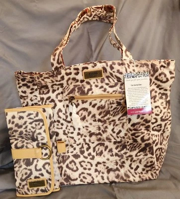 GIGI HILL NWT Reversible Tote Bag Leopard Print Suede Vinyl and Make up wallet - Image 1 of 4