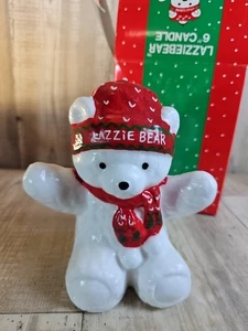 Candela di Natale Vintage Lazziebear 6" NOS 1987 Decorazione Orsacchiotto Vacanze in Scatola - Foto 1 di 6