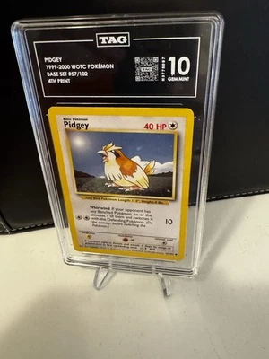 TAG 10 Rank 1! 4th UK Print Pidgey #57/102 Base Set Pokemon Card 1999-2000 WOTC - Image 1 of 2