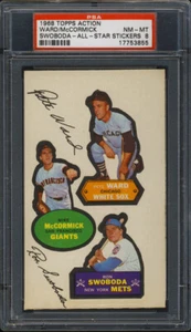 1968 Topps Action All-Star Stickers Pete Ward, Mike McCormick, Ron Swoboda PSA 8 - Picture 1 of 1