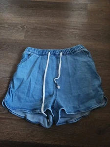Pretty Little Things Athletic Jeans Jogger Shorts US 6 Blue Drawstring Pockets - Picture 1 of 4