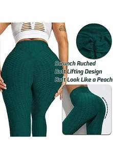 Leggings Yidarton Yoga Mujer Verde Gofre Burbuja Vagabundo Talla Grande tiro alto - Imagen 1 de 12