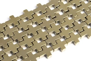 10x8MM Champagne Gold Hematite Beads Grade AAA Cross Gemstone Loose Beads - Picture 1 of 4