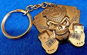 ALBUQUERQUE HOTEL NM PEWTER SKULL 4 ACES POKER HAND HRC KEYCHAIN Hard Rock Cafe - Picture 1 of 1