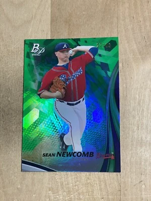 РЕДКАЯ 2017 Atlanta Braves дебютант Шон Ньюкомб Bowman платиновая ЗЕЛЕНАЯ 27/99 SP - Изображение 1 из 3