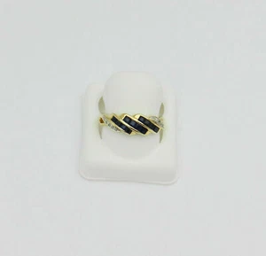 Anello da donna fatto a mano oro giallo 18 carati diamanti zaffiri 1,52 CWT Estate # PR90 - Foto 1 di 4