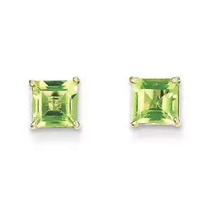 14K Yellow Gold 5mm Square Peridot Stud Earrings Madi K Children's Jewelry - Picture 1 of 1