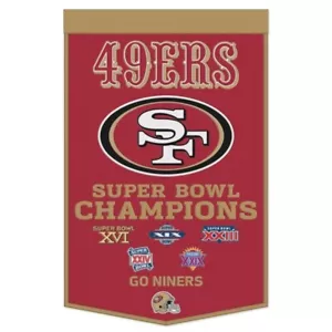 San Francisco 49ers NFL 24" x 38" Embroidered Wool Super Bowl Banner Wincraft - Picture 1 of 1