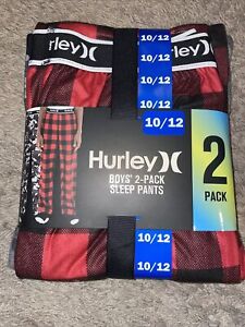 NWT Boy's Hurley 2 Pack Red / Black Camo Sleep Lounge Pants Size Medium 10 - 12
