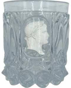 Antique 19th c. Baccarat Napoleon I Sulphide Tumbler Glass Cameo Portrait Glass - Picture 1 of 12
