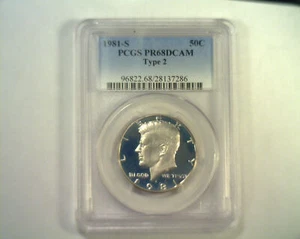1981-S TIPO 2 KENNEDY MEDIO DÓLAR GRADUACIÓN PROFESIONAL PR 68 DCAM CAMAFEO PROFUNDO BONITA MONEDA ORIGINAL - Imagen 1 de 2
