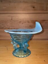 Northwood Glass Ocean Stretched Jack In The Pulpit Bowl Ice Blue Opalescent