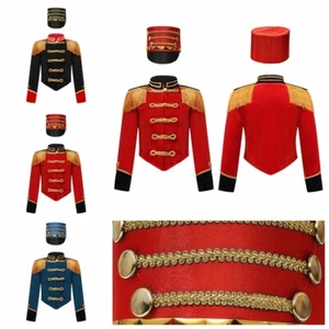 Kids Jacket Formal Uniform Ringmaster Costume Role Play Victorian Party Velvet - Picture 1 of 48