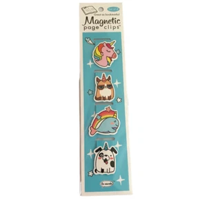 Be A Unicorn Cute Cat Whale & Dog Re-Marks Magnetic Bookmark Page Clips Pack - Picture 1 of 1