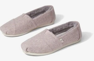 New TOMS Womens Alpargata Felt Faux Fur Lining Slip On Shoe Pale Mauve Size 7.5 - Picture 1 of 3