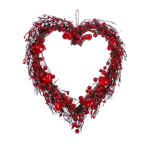 Valentine’s Day Wreath15” Heart Shaped Wreath with Red White Berries for Vale... - Picture 1 of 6