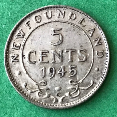Lot G226 1945 NEWFOUNDLAND CANADA FIVE 5 CENT GEORGE VI SILVER 1/2 DIME Cover